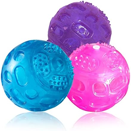 3 compactores de bola de cachorro para cães 3,2 polegadas de cachorro indestrutíveis pegam bola Kong Squeaky Ball para