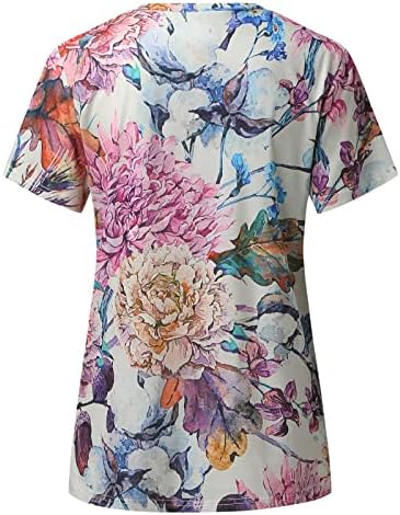 Verão feminino de manga curta de pisca de pescoço estampado camisetas tampos camisetas casuais camiseta feminina tops