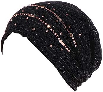 Muslim Cap Ruffle Hat Women embrulhe o boné de beisebol de shinestone de turbante com urso