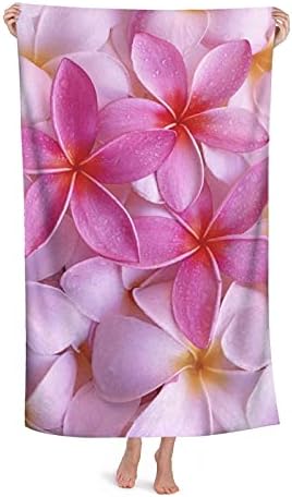 l Plumeria Flowers Praia Toalha para adultos, 32 x 52 polegadas, Toalheiro de manta leve portátil absorvente toalhas de banho macio para piscina de praia Spa Gym Travel