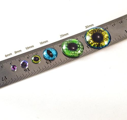 25mm Costure nos botões de haste de vidro de vidro verde e azul de cheshire gato com loops - para bichos de pelúcia, brinquedos
