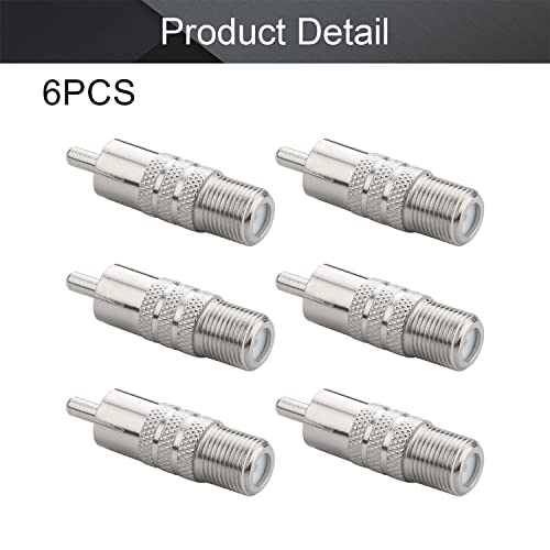 OTHMRO 6PCS f Tipo feminino para RCA Adaptador de conector de cabo macho para áudio de vídeo