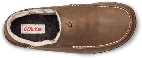 Slippers masculinos de chinelos de olukai moloa, deslizamento premium de couro nubuck em sapatos, forro de cisalhamento e inserção de gel, design de salto de entrega