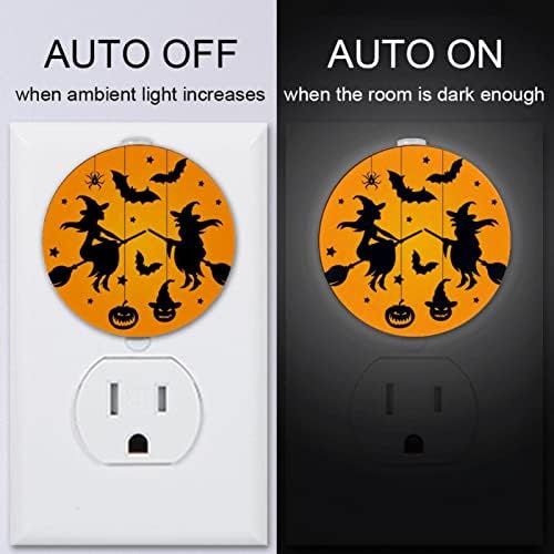 2 Pacote de plug-in nightlight LED Night Light Happy Halloween com sensor do anoitecer ao amanhecer para o quarto de crianças,