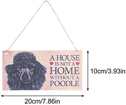 Decoração Woodsy Decor de Kesyoo 2pcs Decoração de Signo de Cão de Madeira Para Amantes de Cães Uma casa não é uma casa sem um Poodle Sign Dog House Welocme Placa Randa Dog Sinal Decoração em casa