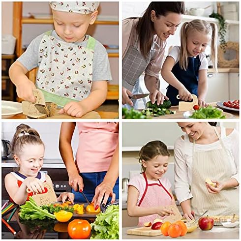 Faca infantil de madeira sinyunyi para cozinhar de verdade, 3-10 anos de faca infantil para cortar vegetais frutas bolo, acessórios de cozinha fofos proteger