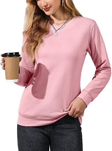 Minetom feminino casual colorido de colmeiro sólido/colorido camisetas de manga longa Pullover fofo tops leves soltos