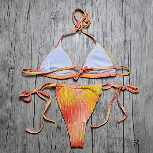 Mulheres Halter String Bikini Set Hollow Out Bathing Aritão Alta Corte Alta Push Up Up Biquíni Triângulo Lado de Tie Bolded