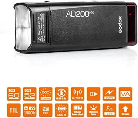 Godox ad200 pro + xpro-s gatilho para difusor Sony + ML-CD15, AD200PRO 200WS 2.4G Flash estroboscópio 1/8000 HSS, 500 flashes