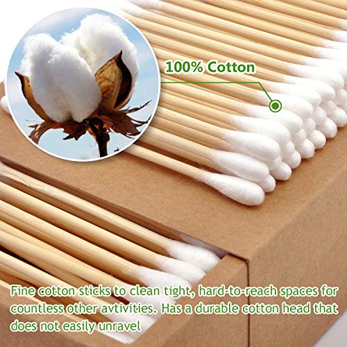 Cofusos de algodão cutil de algodão 400 contagem de cotonetes de algodão com bastões de madeira fortes swabs de algodão com palitos