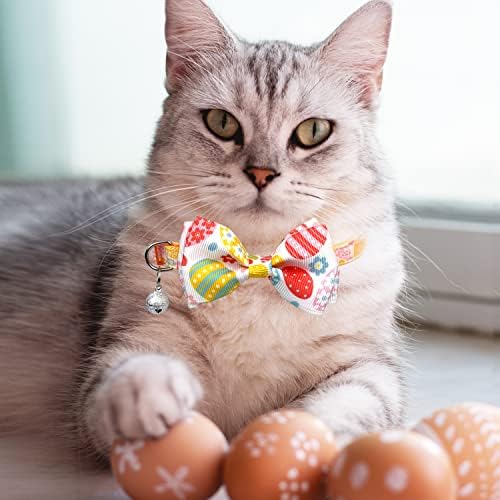 Pohshido 2 pacote colar de gato de páscoa com gravata borboleta e colar de gatinho de férias gatinho para meninos