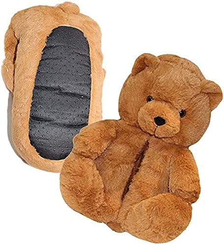 Teddy Bear Slippers, Mulheres em casa Anti-deslizamento Anti-deslizamento quente Sapatos de inverno