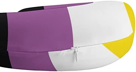 Almofado de viagem à bandeira da bandeira da bandeira não binária para o travesseiro de travesseiro em forma de carro em forma de trem do avião com espuma de memória um tamanho
