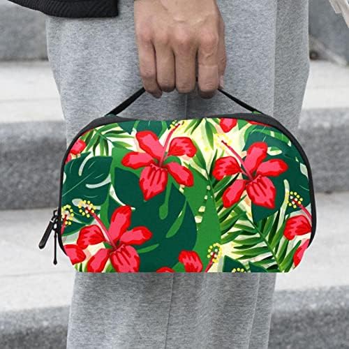 China Flor Rosal Folhas Tropicais Vermelho Organizador Eletrônico, caixa de proteção à prova de choque, bolsa de bolsa