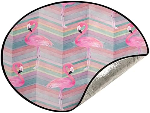 VISESUNNY JATAL ÁRQUERA Aquarela Chevron Padrão sem costura com tapete de árvore de flamingo Protetor de piso de piso absorvente