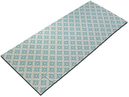Ambesonne Turquoise e bege ioga Toalha de tapete, padrão de motivos geométricos e abstratos de rabisco em cores pastel, tampa