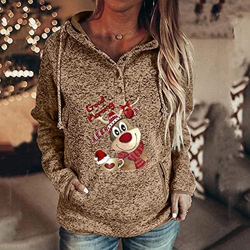 Camisolas para mulheres Crew Neck Deer Tops Tops Relaxed Casual Uniform Womens Sweat Sweat Trendy