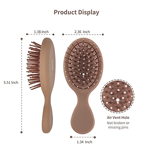Rhos Mini Travel Brush Hair para Mulheres/Homens/Crianças - Brush Pocket Detangler Para Cabelo Molhado e Seco - Tamanho