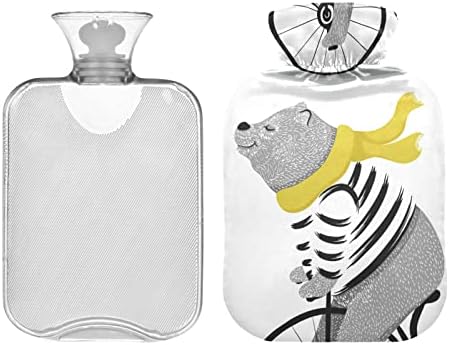 Garrafas de água quente com capa Bear Biciclo Hot Water Bag para alívio da dor, mulheres meninas crianças, almofada de