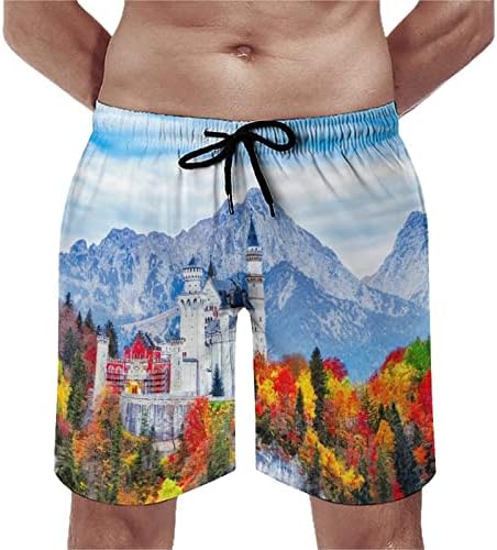 Alemanha Neuschwanstein Castelo Men Turncos de natação rápida shorts de natação seca maiô de banheira shorts shorts de tábua de praia com bolsos