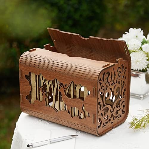 AW Caixa de cartão de casamento da caixa de casamento de cartão de madeira para recepção ， Caixa de casamento rústica Caixa de madeira