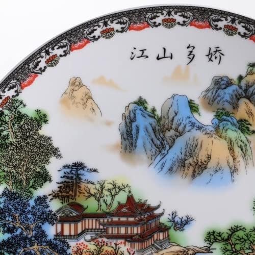 26cm Jingdezhen Porcelan Pastel Paisel Pintura Jiangshan Duojiao Placa decorativa