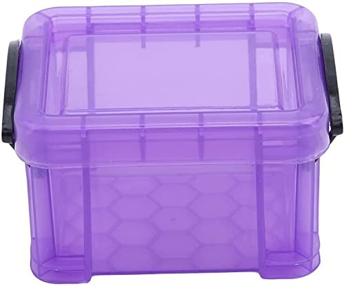 Caixa de armazenamento de plástico com tampa e alças, caixa de recipiente de caixa de mesa de mini armazenamento empilhável