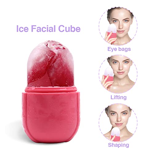 Rolo de gelo para rosto e olho, cubo facial de gelo, ferramentas de cuidados com a pele do rolo de face de gelo, massagem no rosto de gua sha, molde de gelo de silicone para beleza de rosto