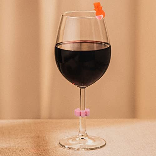 Tumbler de vidro animado 22pcs Flores de silicone Charm de vidro Drink Marker Silicone Flower Wine Wine Marker Identificadores
