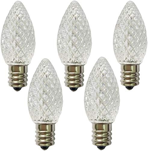 E17/C9 Base 25 Pacote C9 Bulbos de substituição de Natal ao ar livre 5 Diodo em cada lâmpada Bulbos de morango lâmpadas brancas