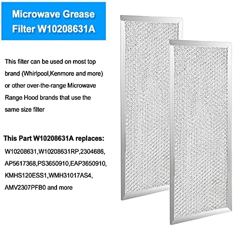 FETECHMATE W10208631A FILTRO DE GRAÇA DE MICROWAVE, FILTRO DE MESH DE ALUMINA 13X6 FIT PARA WHIRL.POOL G.E Microondas