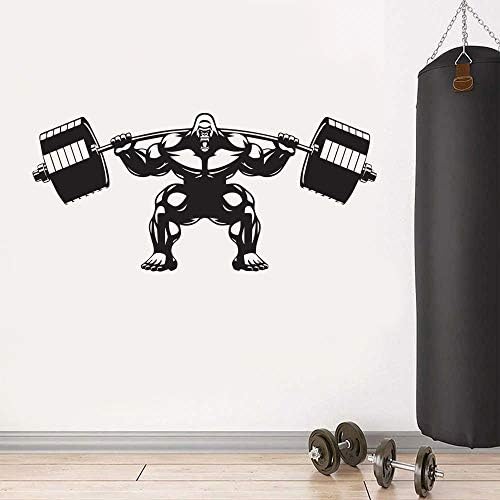 Decalque da parede de ginástica Gorila Gorilla Motiven Motivle Muscle Brawn Barbell Gym CrossFit Sport Art Art Mural Vinil adesivo
