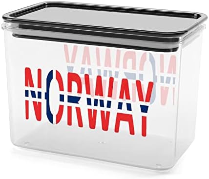 Recipientes de armazenamento da bandeira da Noruega Caixa de plástico transparente com tampas de lixeiras reutilizáveis ​​para