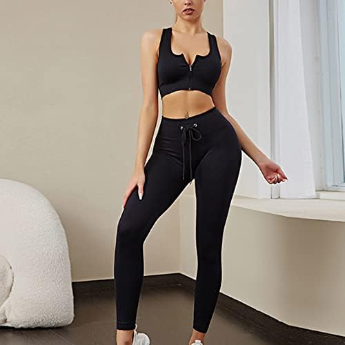 Calça conjunta para mulheres outono no verão conforto roupas roupas de moda zípeira camisole tank esporte atlético Pant Set Je je