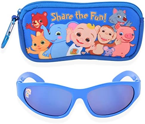 Óculos de sol para meninos de cocomelon para crianças com estojo de transporte, óculos de sol para crianças pequenas
