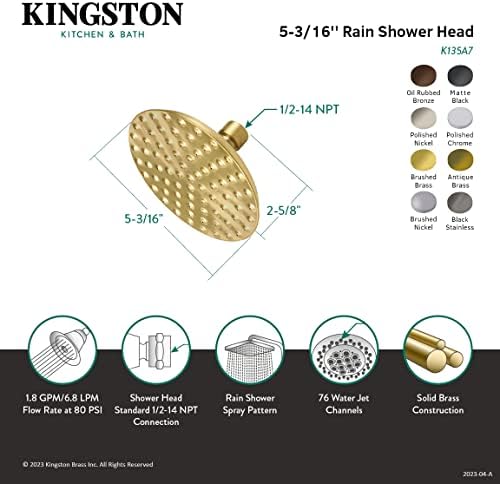 Kingston Brass K135A6 Cabeça de chuveiro vitoriano, níquel polido