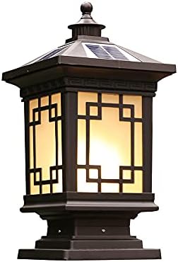 Sdfdssr estilo retrô ao ar livre lanterna solar lanterna de economia de energia pátio de pátio de pátio externo pilar