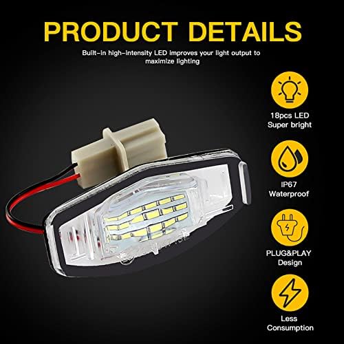 Apmat Placa LED completa Placa de luz Lâmpada Lâmpada Lâmpada Compatível com Acura RL TSX RDX Honda Civic Accord Legend