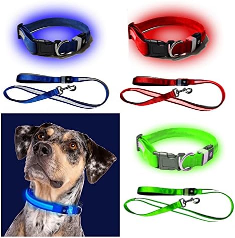 Cola de cachorro recarregável e coleira recarregável LED Configurar colarinho e coleira iluminadora colarinho brilhante e colarinho