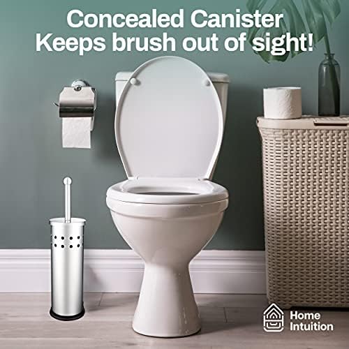 Home Intuição Modern escovado escova de aço inoxidável e conjunto de vaso sanitário e suporte, lavadora de banheiro com suporte,