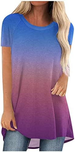 Camiseta de blusa de verão no outono para meninas manga curta algodão gradiente de gradiente gráfico tee ni ni