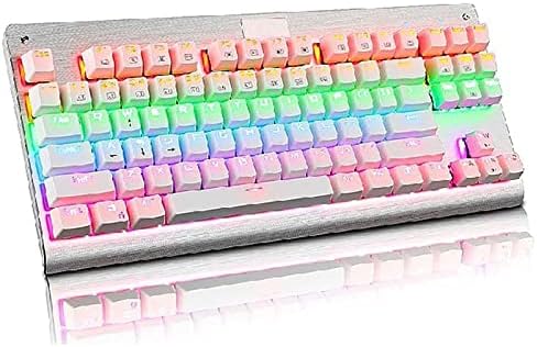Teclado mecânico com fio de xylxj, teclado para jogos domésticos 87 chaves, efeito colorido da luz de fundo para digitação