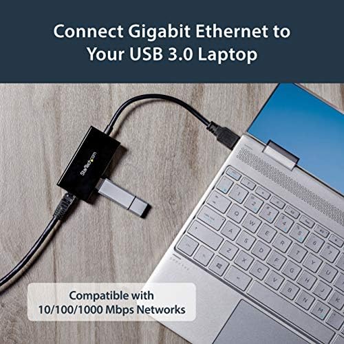 Startech.com 2 Port USB 3.0 Hub com Ethernet - USB 3.0 x 2 - Adaptador de rede Ethernet Gigabit para Windows/Mac/Chrome Black