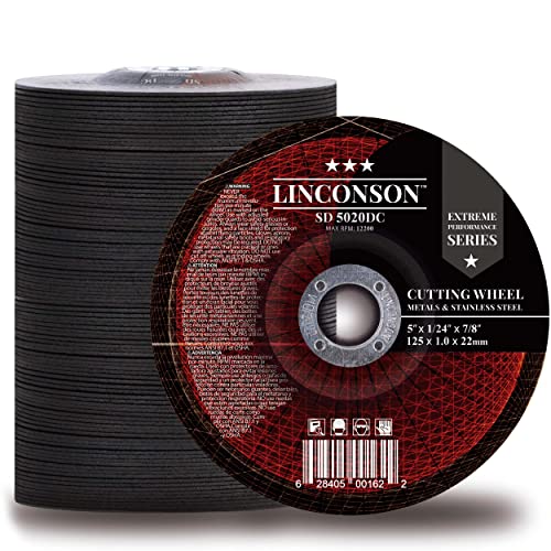 LINCONONSON 50 PACK 4,5 polegadas Roda de corte para metal e aço inoxidável usado em griger de ângulo 4,5 ”x1/24” x7/8