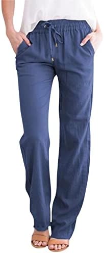 Felwors Wide perna Pants para mulheres casuais, com cintura alta Ponta de perna larga calças elásticas casuais calças