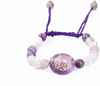 Reiki cura ametista, selenita, cristal, uivo chakra usui símbolo símbolo símbolo bracelete de rosca