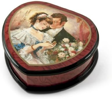 Romantic Heart Shape Painted Ercolano Music Box intitulado - A Token of Love By Brenda Burke - Muitas músicas para