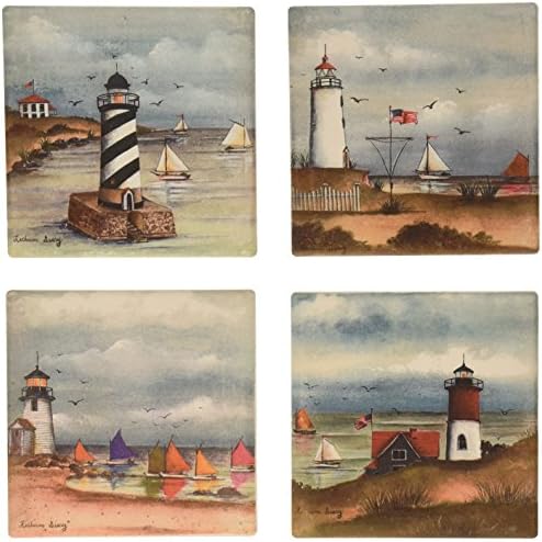 Coastais absorventes montanhas-russas, 4-1/4 polegadas, Lighthouses Coastal, conjunto de 4