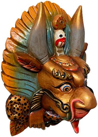 Qt s esculpida madeira cheppu divindade protetora tibetana nepal budista cheppu comendo cobras naga - máscara de madeira