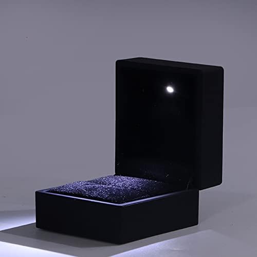 Caixa de jóias leves de LED, caixa preta para proposta, veludo metal brilhante com jóias de jóias LED Caixa de jóias Exibir presente